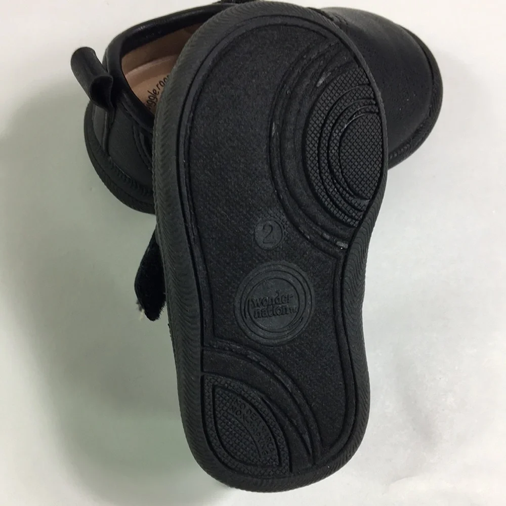 Baby Shoes‎ Size 2 Wonder Nation Girls Black Pink Heart